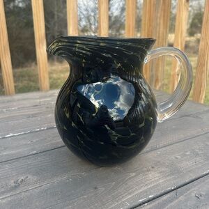 Mid Mod Green Black Speckled Glass Cocktail Pitcher Pier 1 32‎ OZ Water Pitcher